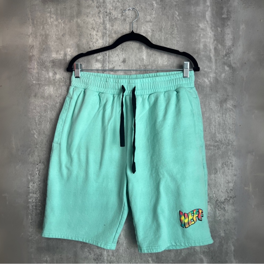 Neff Acid Drip Mint Fleece Men’s Shorts Size Medium
